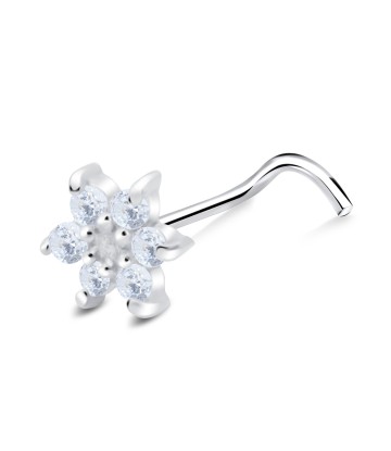 Flower Silver Curved Nose Stud NSKB-1844
